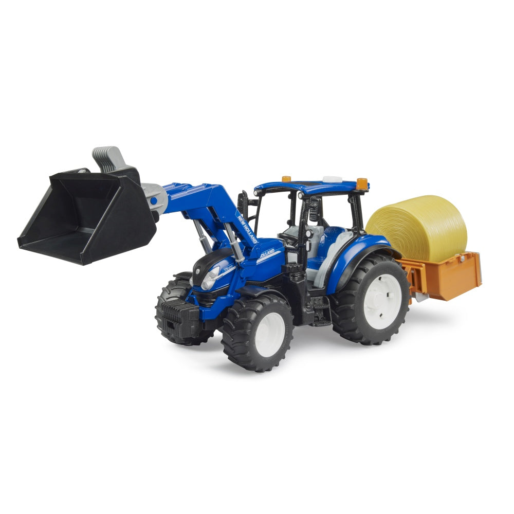 TRACTOR NEW HOLLAND T5.120 CU INCARCATOR FRONTAL DETASABIL LADA PENTRU BASCULAT BALOTI SI FURCI - BRUDER (BR02187)