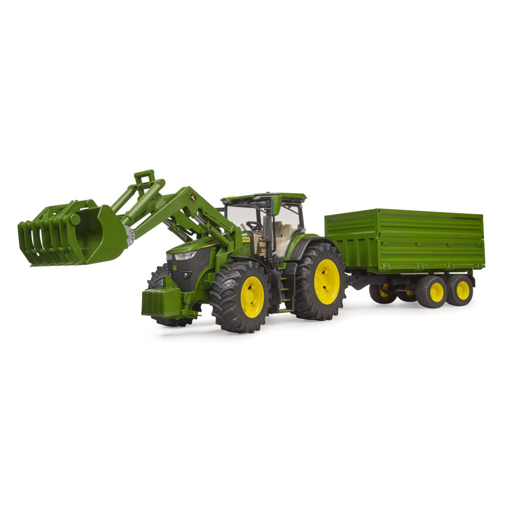 TRACTOR JOHN DEERE 7R 350 CU INCARCATOR FRONTAL SI REMORCA BASCULANTA PE OSIE - BRUDER (BR03155)