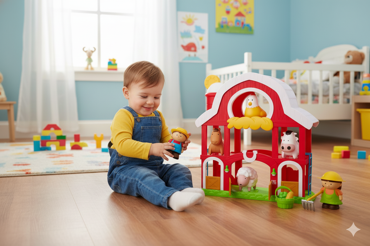 FERMA MUZICALA CU FIGURINE, TRACTOR, SUNETE SI LUMINI, 42 CM - GLOBO (GL05615)