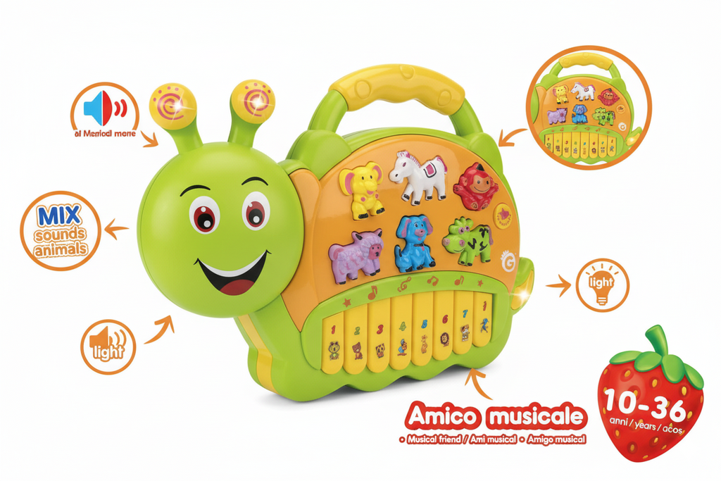 OMIDA MUZICALA, CU TASTE PIAN SI SUNETE ANIMALE DE LA FERMA - GLOBO (GL05643)