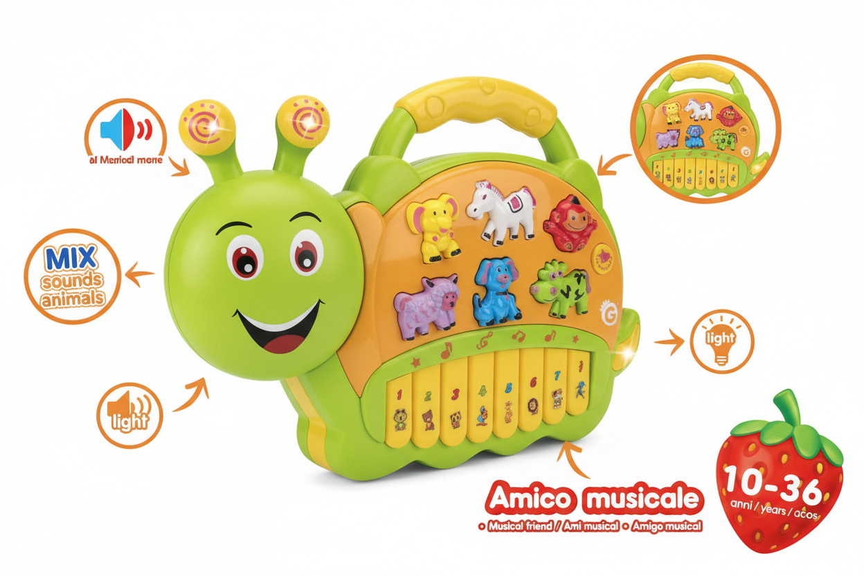 OMIDA MUZICALA, CU TASTE PIAN SI SUNETE ANIMALE DE LA FERMA - GLOBO (GL05643)