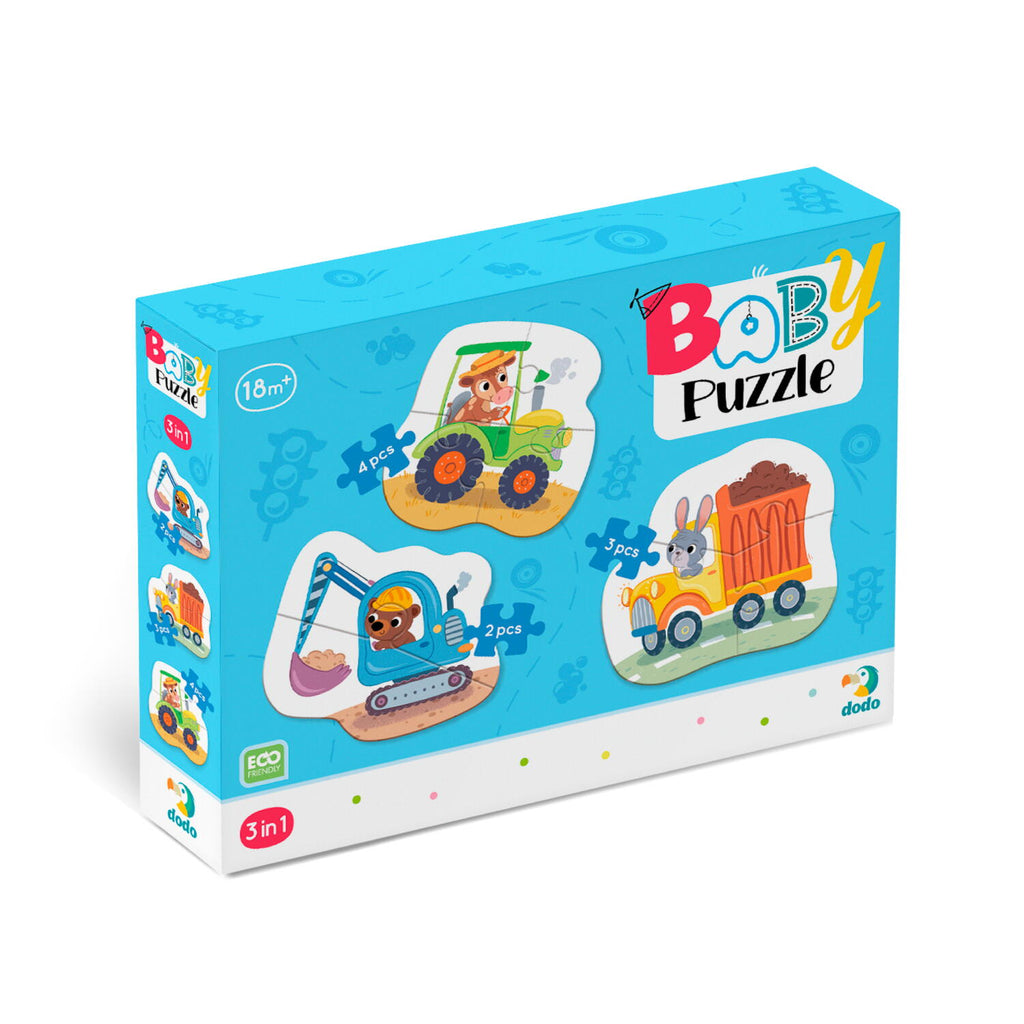 BABY PUZZLE 3 IN 1 - MIJLOACE DE TRANSPORT (2,3,4 PIESE) - DODO (DO300392)