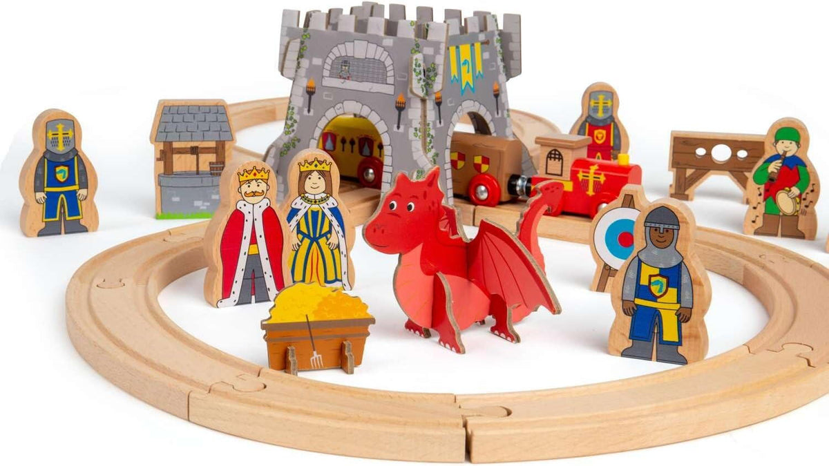 SET TRENULET - AVENTURI LA CASTEL - BIGJIGS TOYS (BJT617)
