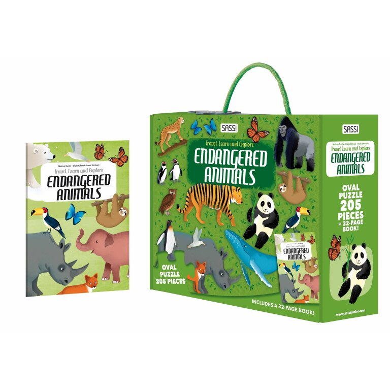 CUNOASTE SI EXPLOREAZA - PUZZLE ANIMALE PE CALE DE DISPARITIE (205 PIESE) - SASSI (978-88-303-0594-6)