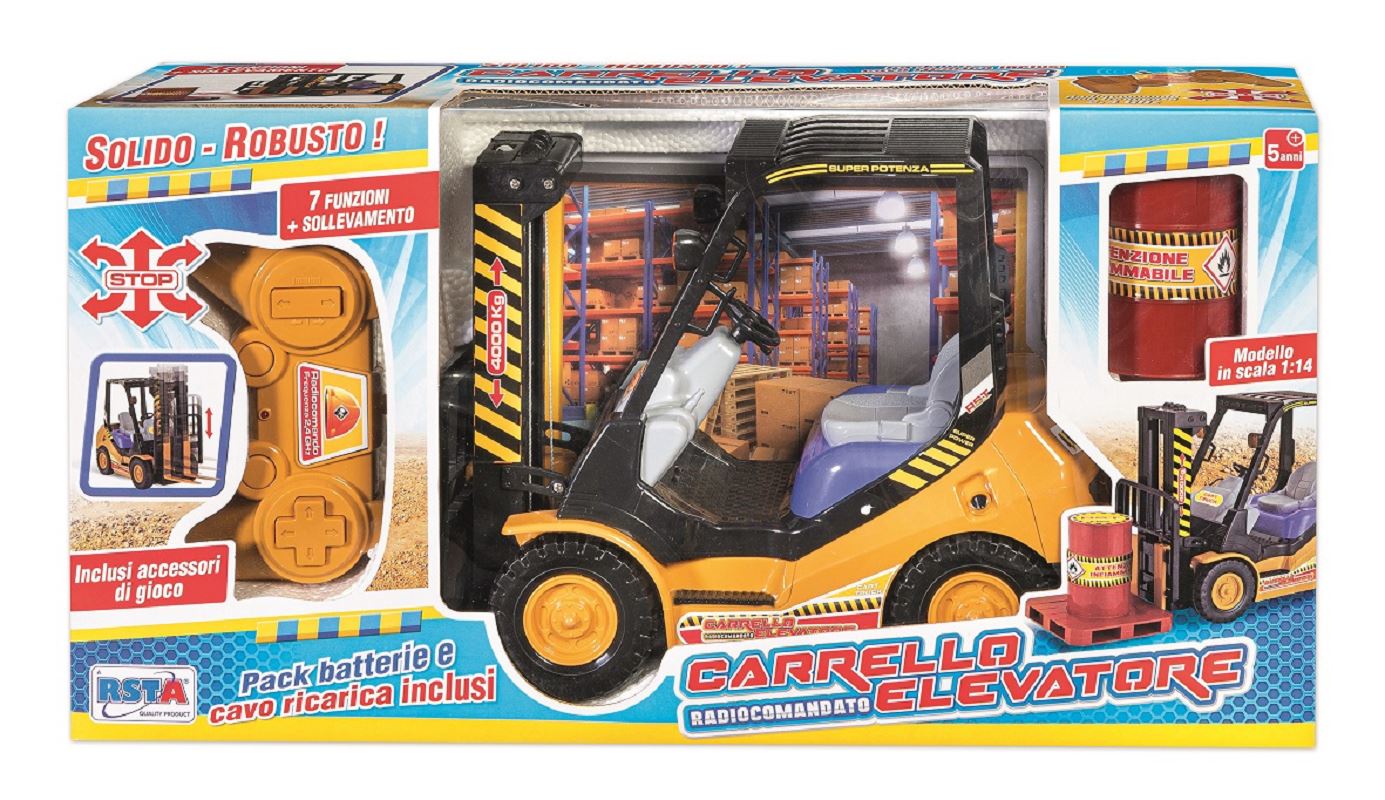 STIVUITOR CU TELECOMANDA, PALET SI BUTOI, 7 FUNCTII - RS TOYS (RS11177)