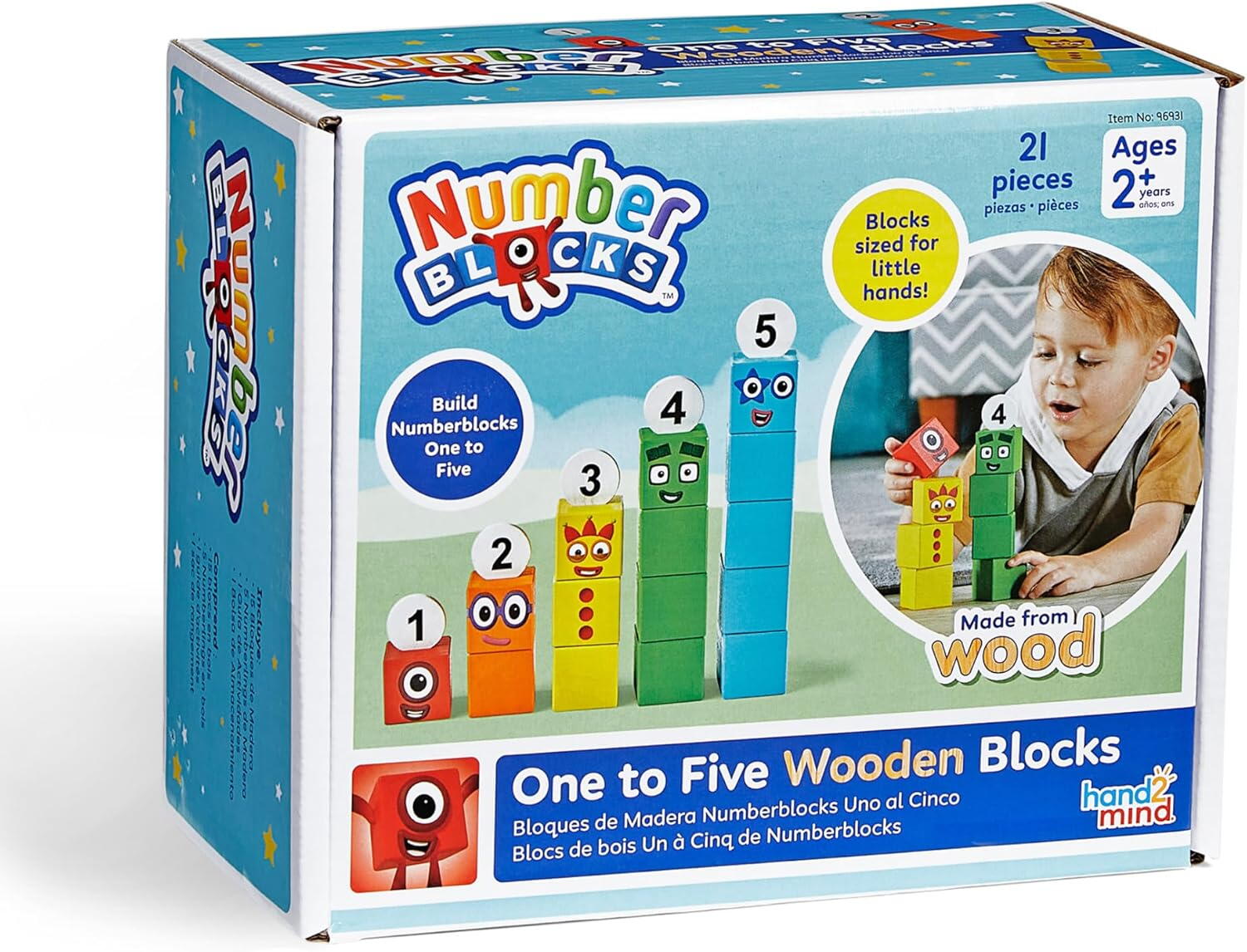 CUBURI DIN LEMN NUMBERBLOCKS  - DE LA 1 LA 5 - HAND2MIND (HM96931-UK)