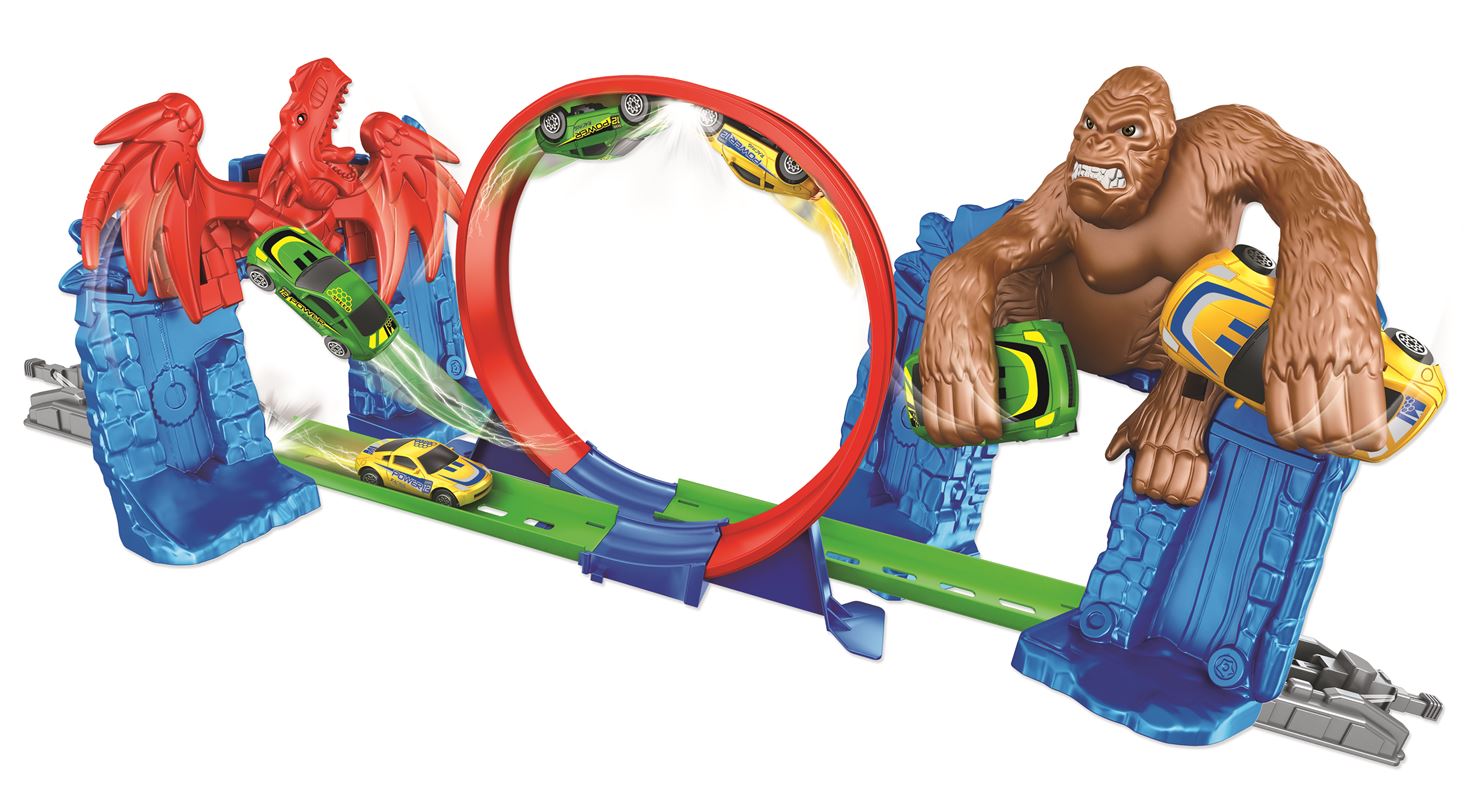 PISTA DE VITEZA MONSTER VS GORILLA, CIRCUIT 140 CM - RS TOYS (RS12127)