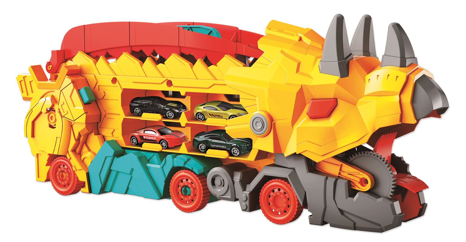 CAMION LANSATOR DINO STREET, CU 2 MASINUTE INCLUSE - RS TOYS (RS12220)