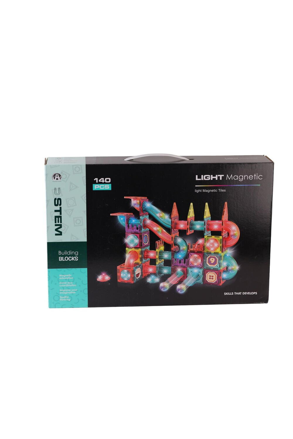 LABIRINTUL MEU MAGNETIC CU LUMINI - 140 PIESE (7.5 CM) - BUFNITEL (CH1174)