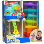 SET 3 IN 1 - AUTOBUZ CU SORTATOR, CILINDRU & TURNULET CU BILE - LITTLE LEARNER (4573)