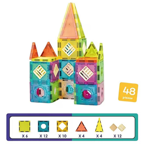 SET DE CONSTRUCTIE MAGNETIC - 48 PIESE (5.5 CM) - BUFNITEL (CH1042)