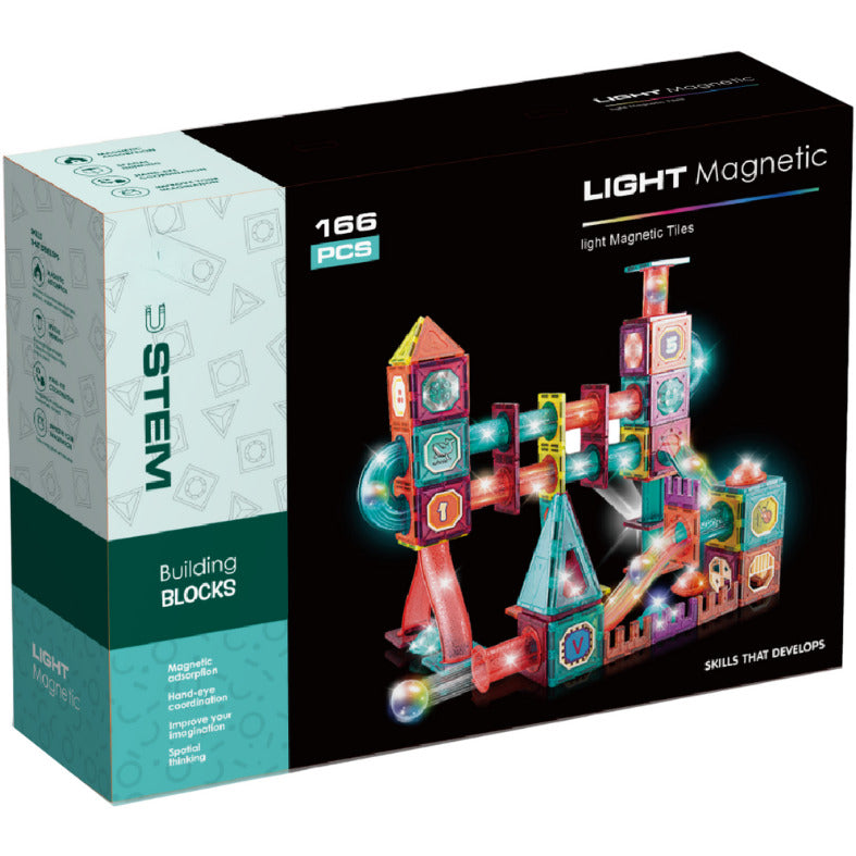 LABIRINTUL MEU MAGNETIC CU LUMINI - 166 PIESE (7.5 CM) - BUFNITEL (CH1175)