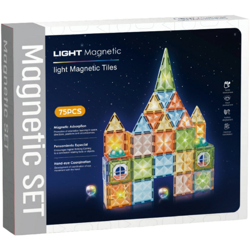 JOC MAGNETIC DIAMOND CU LUMINI - 75 PIESE (7.5 CM) - BUFNITEL (CH1228)