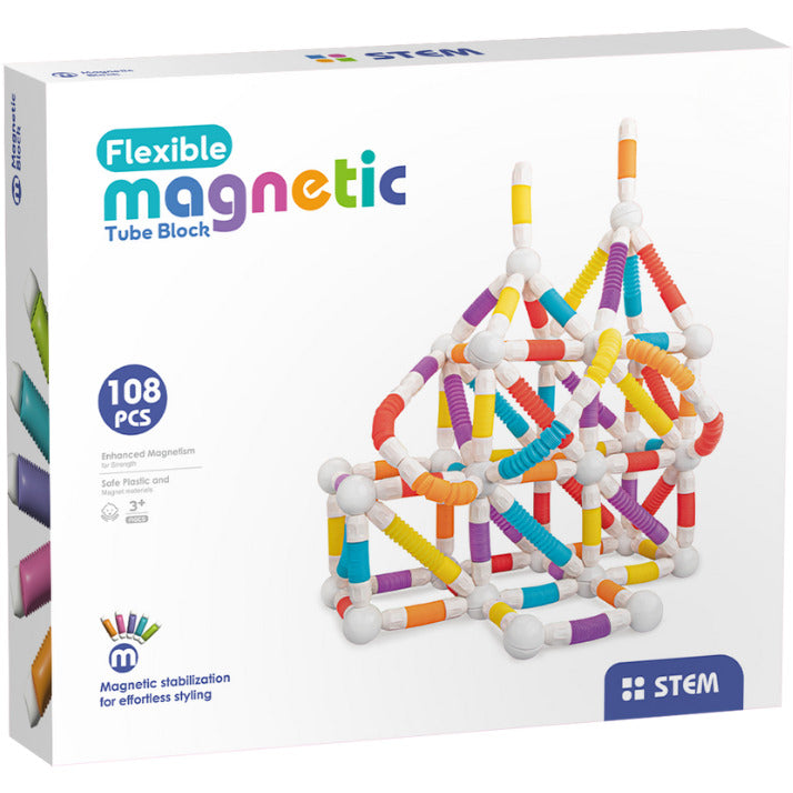 SET DE CONSTRUCTIE STEM MAGNETIC - TUBURI FLEXIBILE (108 PIESE) - BUFNITEL (CH1456)