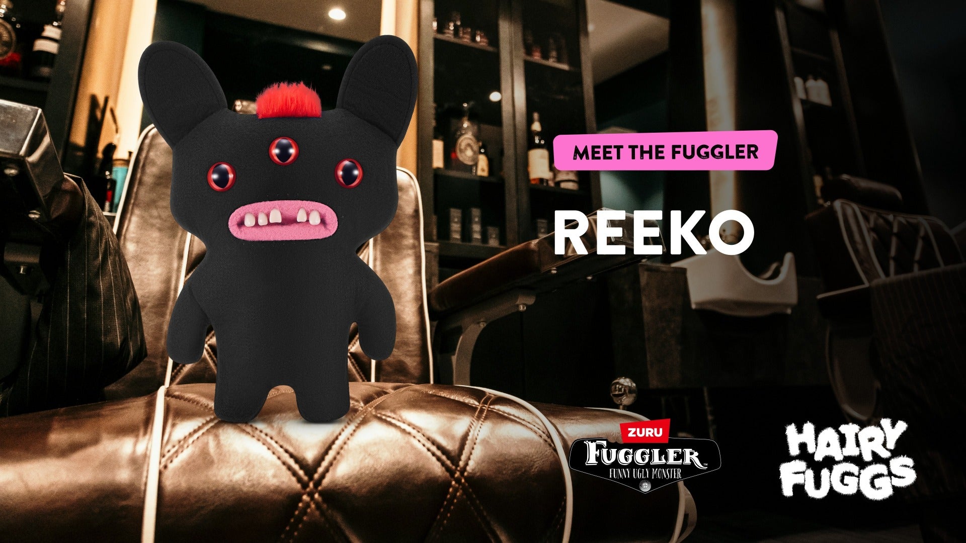 FUGGLER - JUCARIE DE PLUS, 23 CM - CIUDATEII CU PAR, REEKO - MOHAWK - BLACK  - ZURU (15727D)