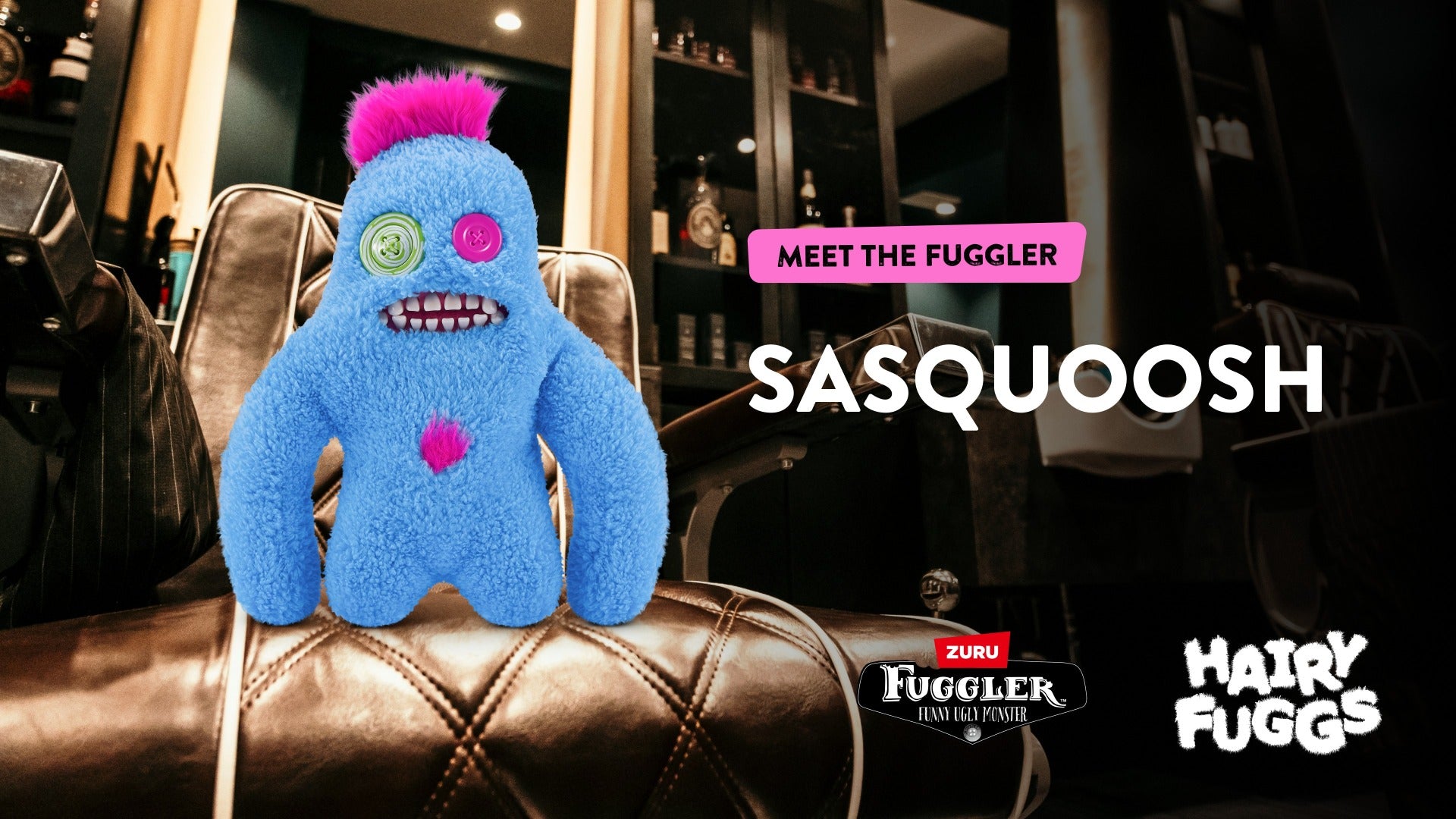 FUGGLER - JUCARIE DE PLUS, 23 CM - CIUDATEII CU PAR, SASQUOOSH - TUFT - BLUE - ZURU (15727E)