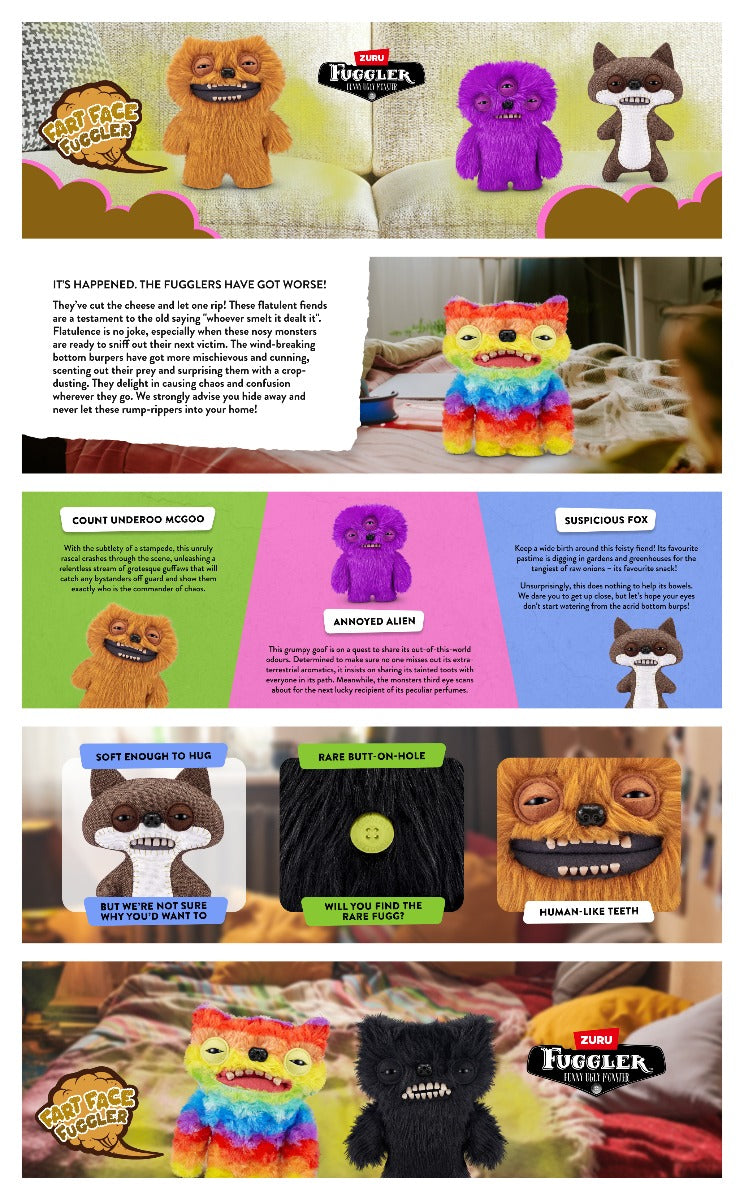 FUGGLER - JUCARIE DE PLUS, 23 CM - CIUDATEII CU FATA DE PART, SUSPICIOUS FOX - CHASE - ZURU (15728D)