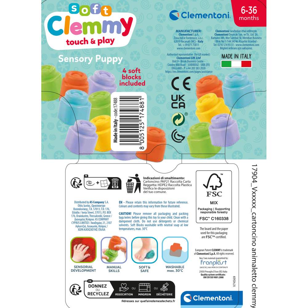 JUCARIE EDUCATIONALA SOFT CLEMMY CATEL ALBASTRU CU CUBURI MOI - CLEMENTONI (CL17488)