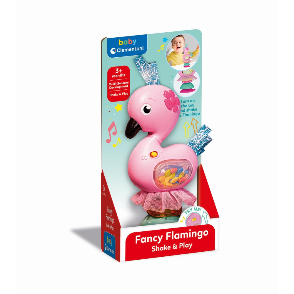 ZORNAITOARE INTERACTIVA FLAMINGO CU MELODII CE CONTRIBUIE LA DEZVOLTAREA MULTISENZORIALA - CLEMENTONI (CL17492)