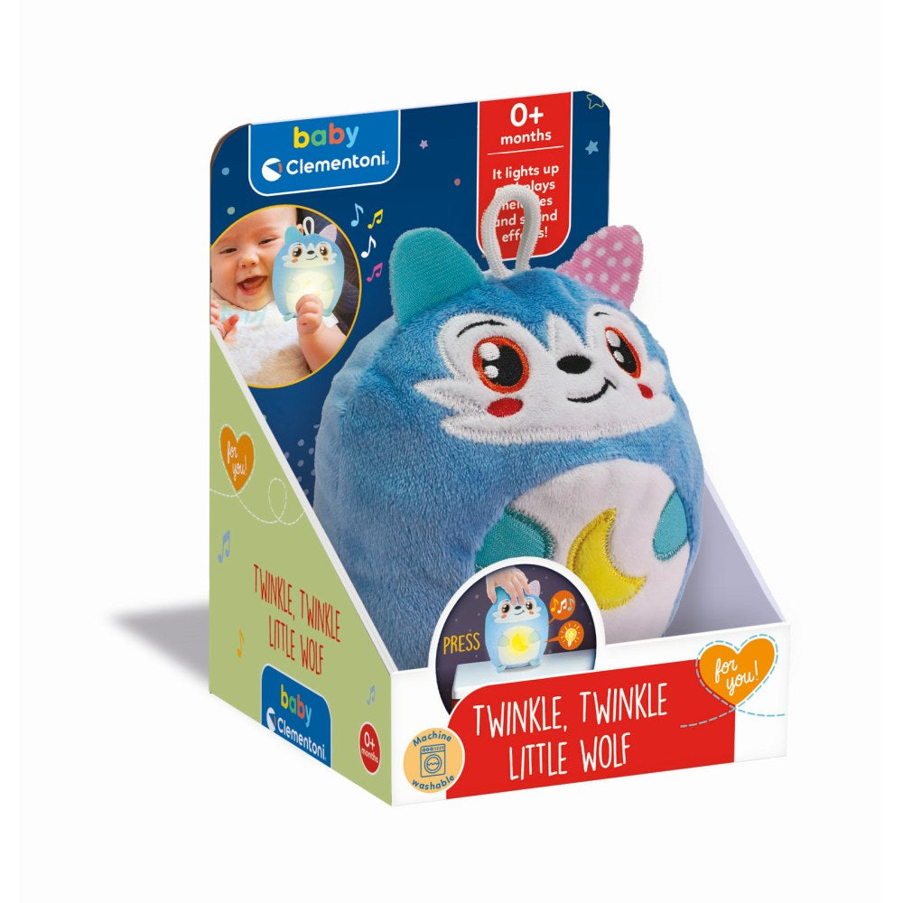 JUCARIE LUP DE PLUS CU LUMINA DE NOAPTE SI SUNETE PENTRU RELAXARE SI SOMN LINISTIT - CLEMENTONI (CL17554)