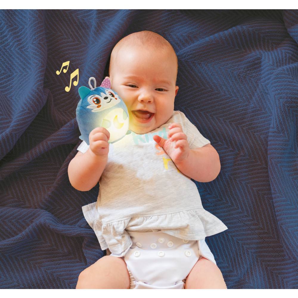 JUCARIE LUP DE PLUS CU LUMINA DE NOAPTE SI SUNETE PENTRU RELAXARE SI SOMN LINISTIT - CLEMENTONI (CL17554)