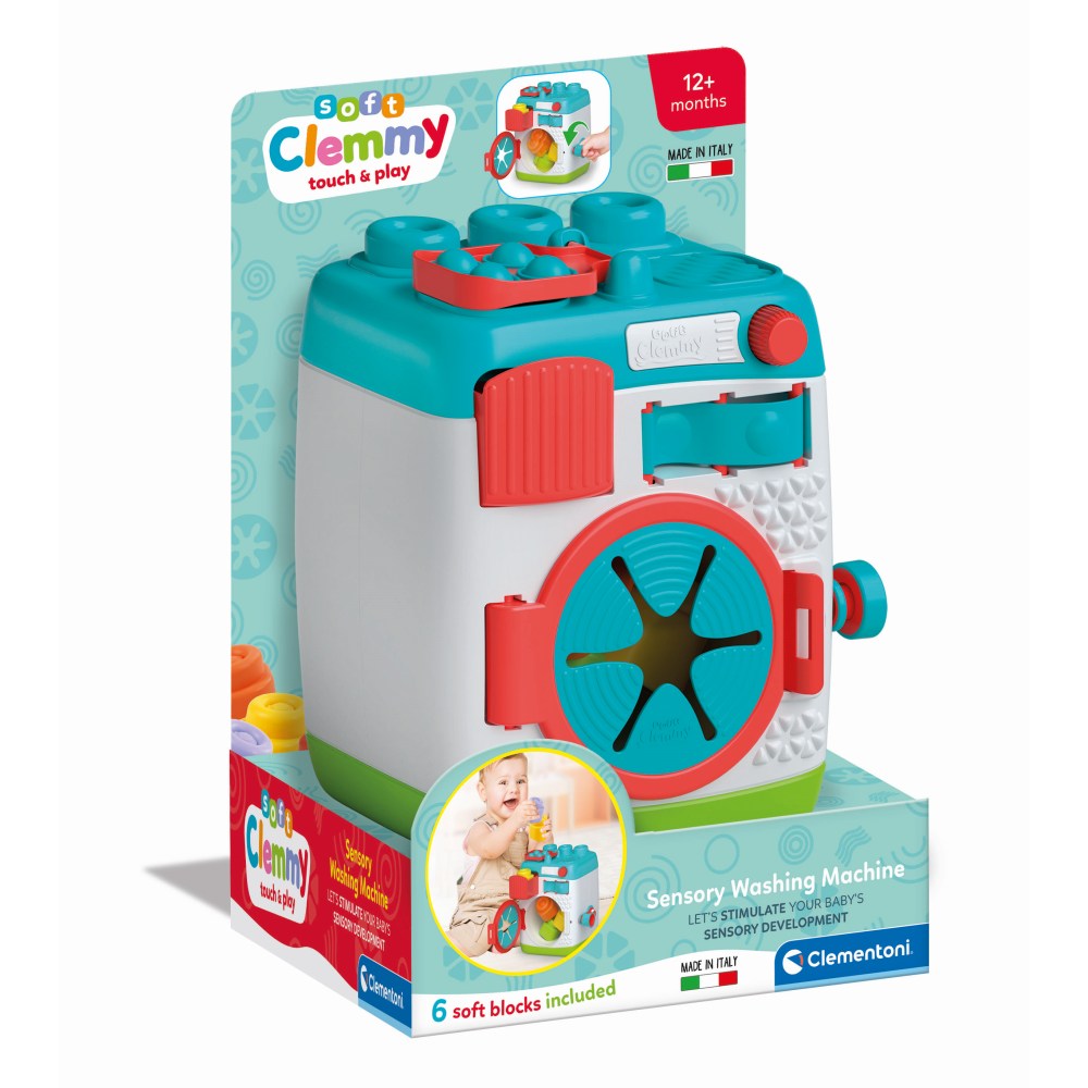 Jucarie educationala Soft Clemmy masina de spalat pentru dezvoltarea senzoriala si motorie a copiilor