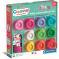 Set de joaca educational Soft Clemmy Unicorn cu 10 cuburi de constructie moi si lavabile