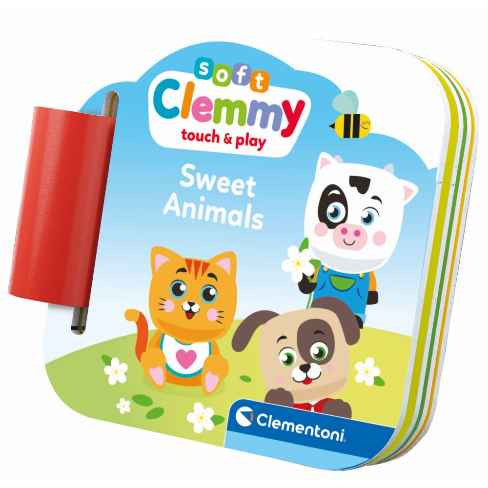 SET DE JOACA EDUCATIONAL SOFT CLEMMY CU ANIMALUTE 6 CUBURI MOI SI CARTICICA - CLEMENTONI (CL17849)