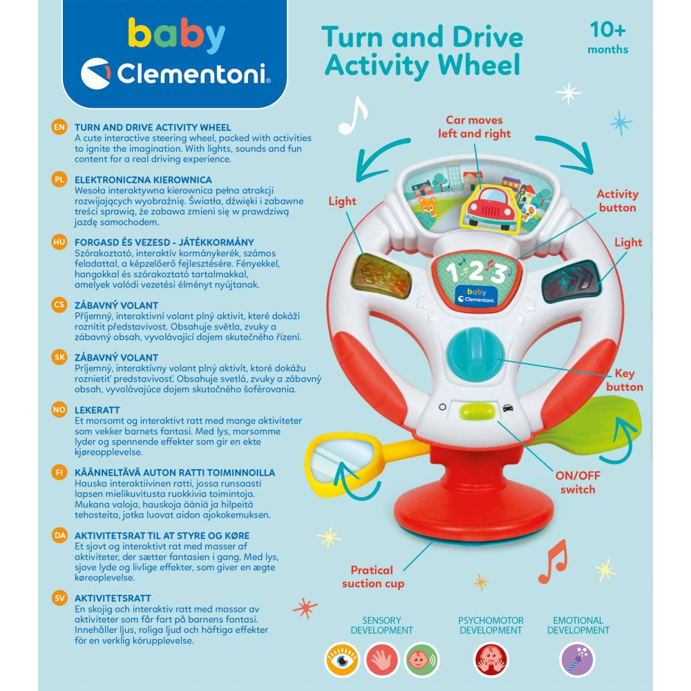 JUCARIE INTERACTIVA VOLAN MUZICAL PENTRU DEZVOLTAREA MULTISENZORIALA - CLEMENTONI (CL17929)