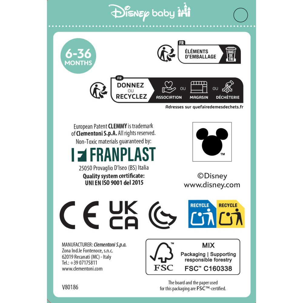 JUCARIE EDUCATIONALA SOFT CLEMMY AUTOBUZ DISNEY STITCH CU 2 FIGURINE SI 6 CUBURI MOI SI LAVABILE - CLEMENTONI (CL17974)