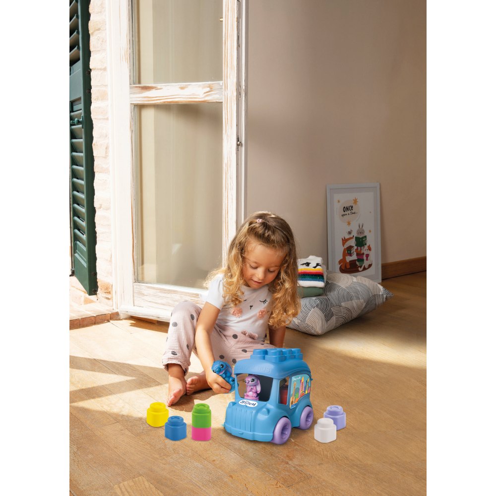 JUCARIE EDUCATIONALA SOFT CLEMMY AUTOBUZ DISNEY STITCH CU 2 FIGURINE SI 6 CUBURI MOI SI LAVABILE - CLEMENTONI (CL17974)