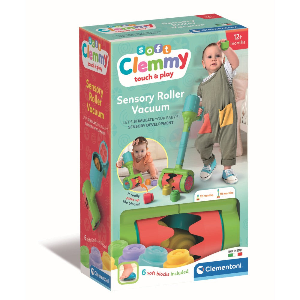 Jucarie educationala Soft Clemmy aspirator pentru dezvoltarea senzoriala si motorie a copiilor