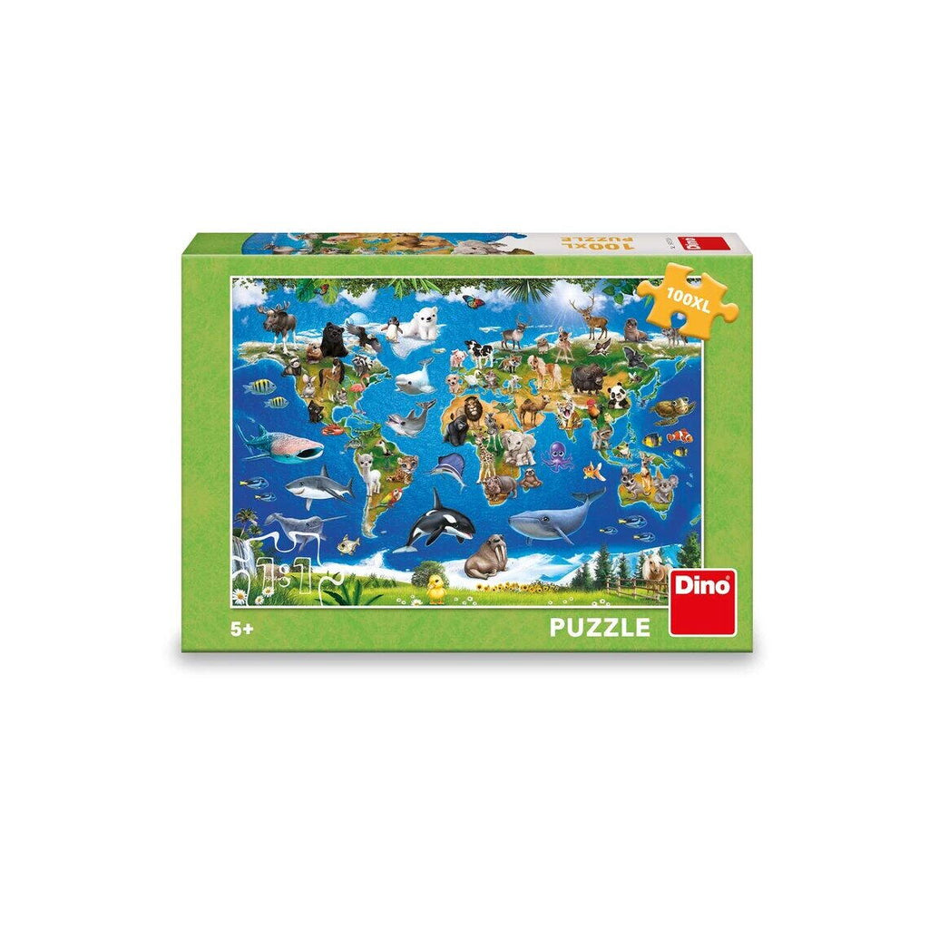 PUZZLE XL - HARTA ANIMALELOR (100 PIESE) - DINO (343566)