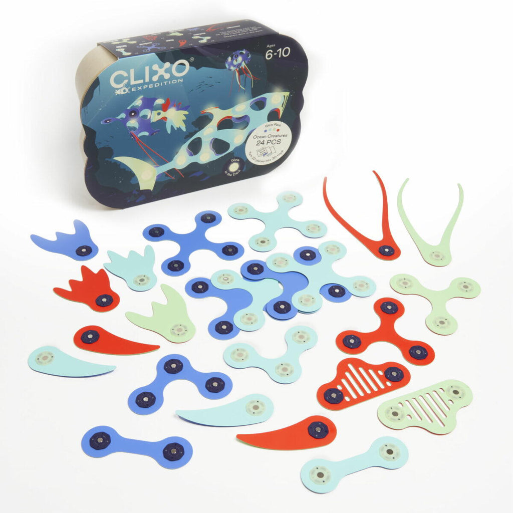CLIXO® MAGNETIC BUILDING TOY - SEA ANIMALS (24 PIECES) - CLIXO (CL-DSEA-BR-1)