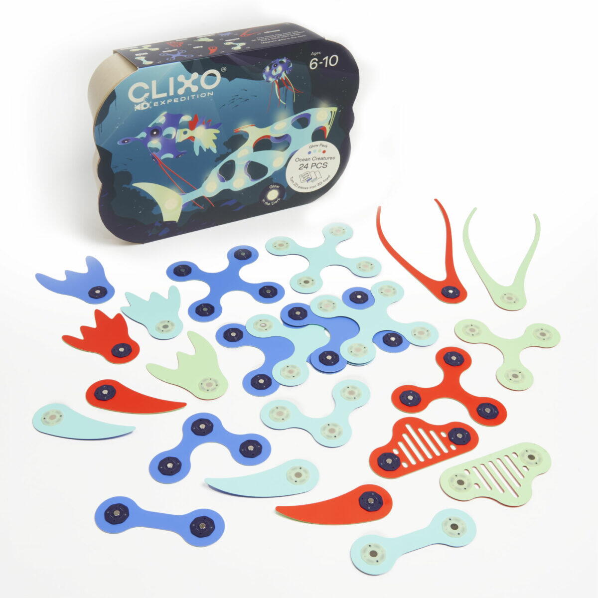CLIXO® MAGNETIC BUILDING TOY - SEA ANIMALS (24 PIECES) - CLIXO (CL-DSEA-BR-1)