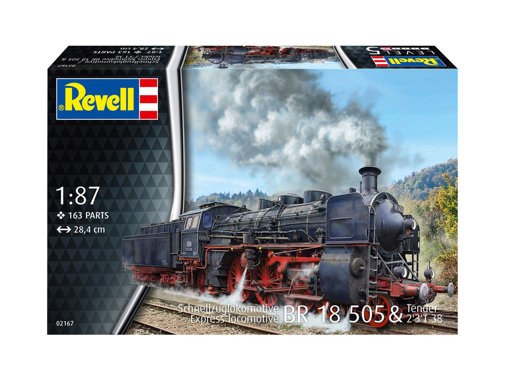 MACHETA LOCOMOTIVA EXPRESS  BR 18 505 CU TENDER 2'3' T38 - REVELL (RV02167)