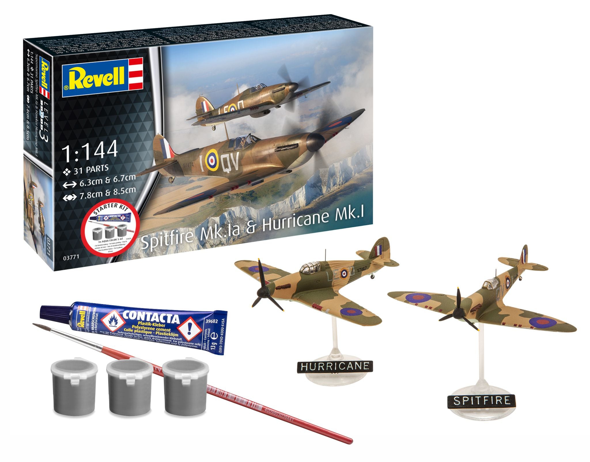 STARTER KIT SPITFIRE MK.IA & HURRICANE MK.I - REVELL (RV73771)