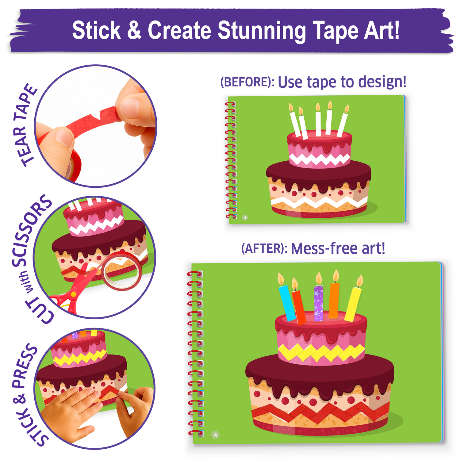 SET CREATIV - COLORAM CU BENZI DECORATIVE WASHI - CHALK AND CHUCKLES (CCPPL111)