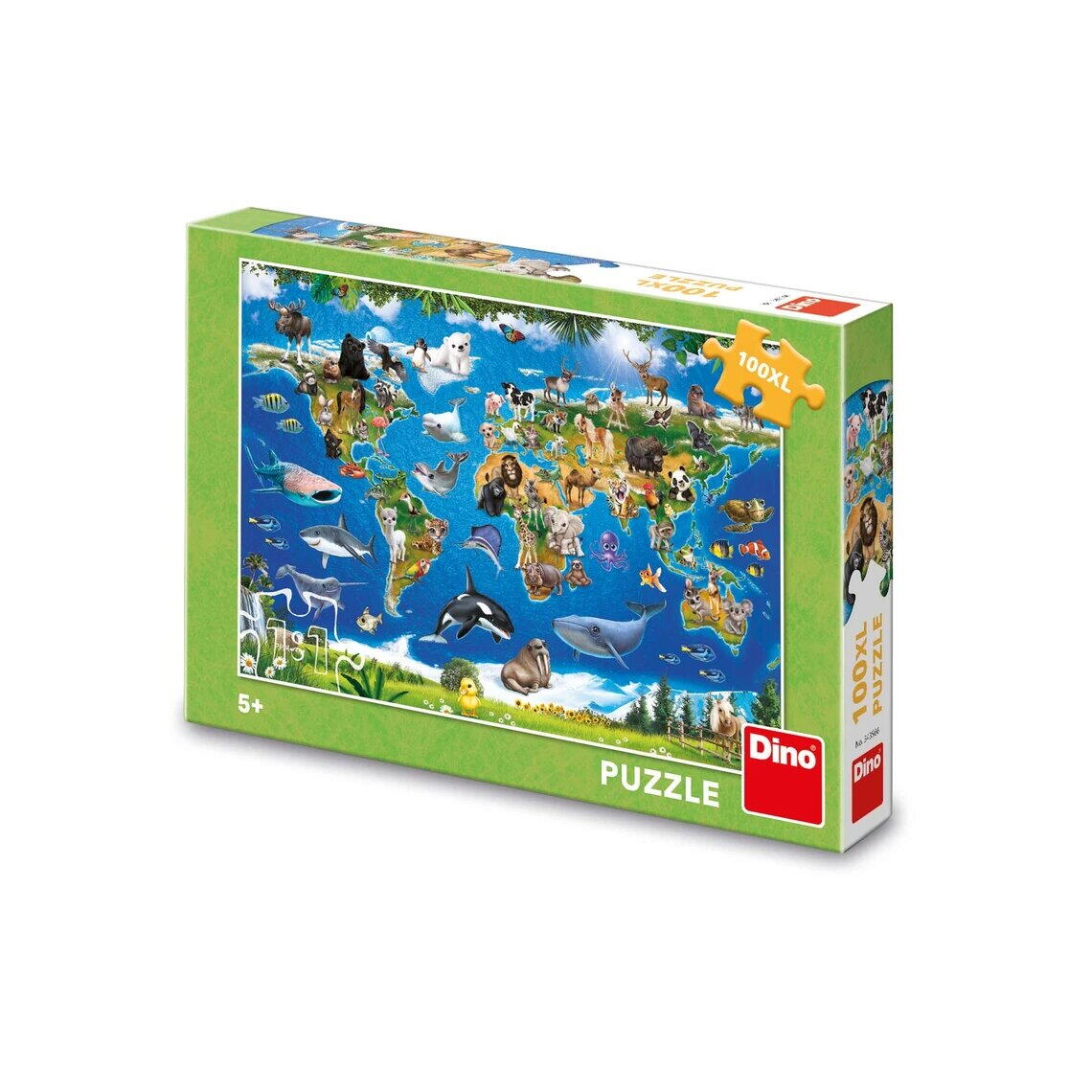 PUZZLE XL - HARTA ANIMALELOR (100 PIESE) - DINO (343566)
