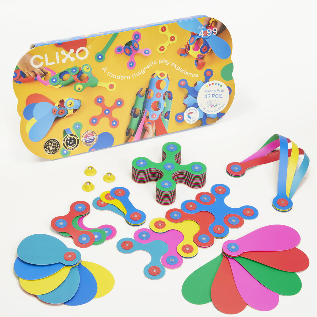 CLIXO® MAGNETIC BUILDING TOY - RAINBOW (42 PIECES) - CLIXO (CL-RBOW-RB-1)