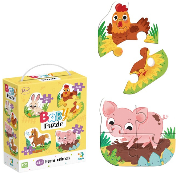 PUZZLE 4 IN 1 - FERMA VESELA ( 2, 3, 4 PIESE) - DODO (DO300686)