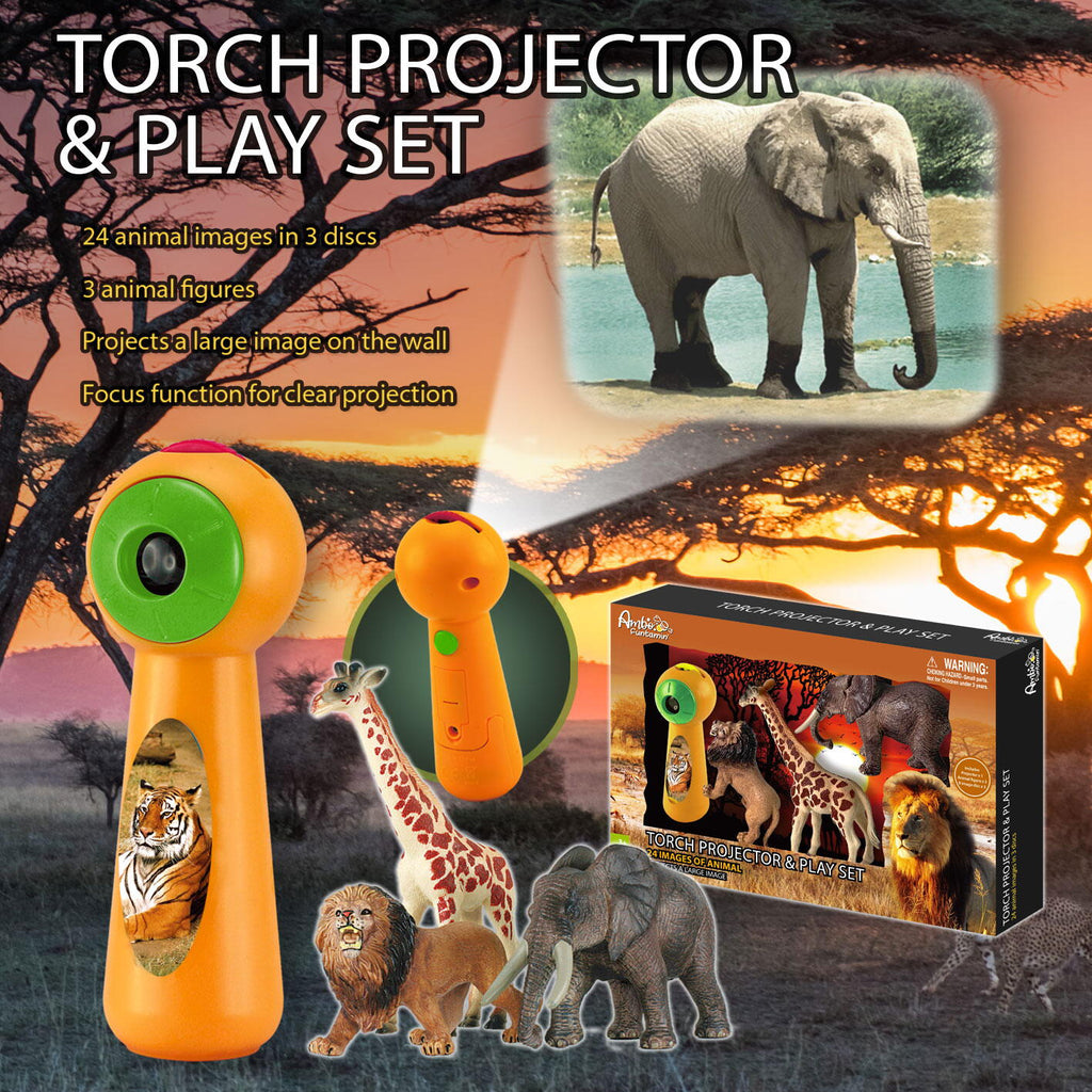 SET PROIECTOR TIP LANTERNA & 3 FIGURINE - ANIMALUTE - AMBO FUNTAMIN (AF6305WW)