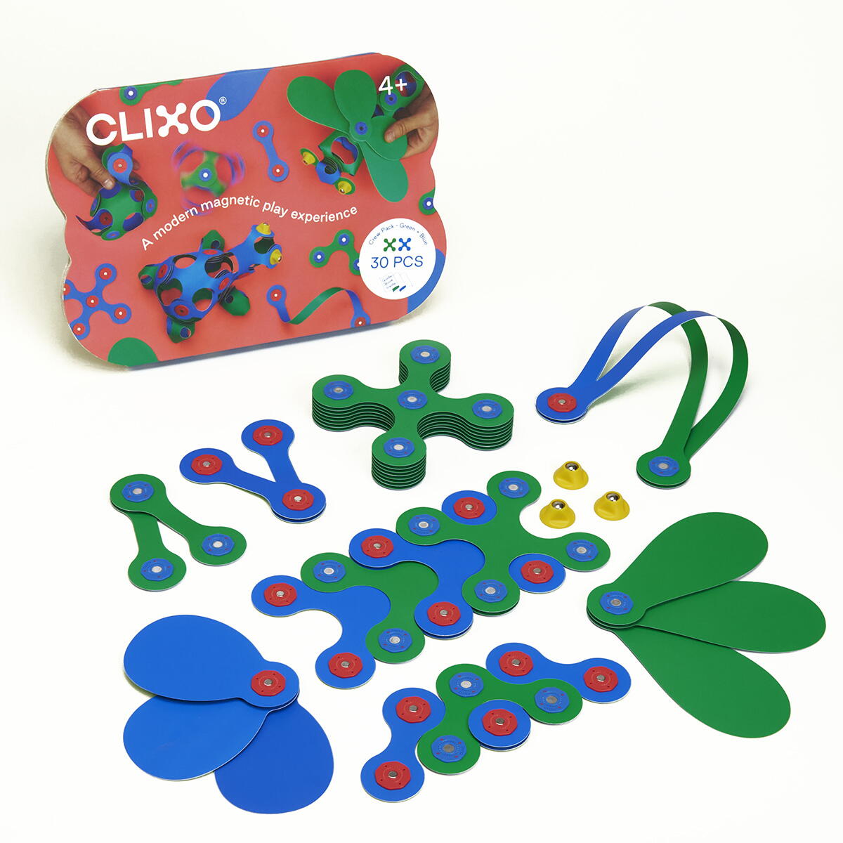 CLIXO® MAGNETIC BUILDING TOY - CREW BLUE &amp; GREEN (30 PIECES) - CLIXO (CL-CREW-BG-1)
