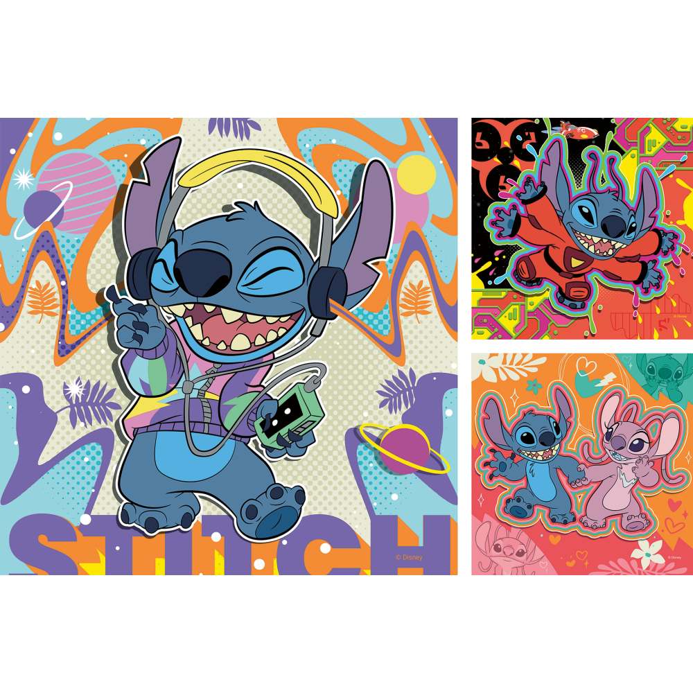 PUZZLE DISNEY STITCH IN RITMUL MUZICII 3X49 PIESE - RAVENSBURGER (RVSPC01070)