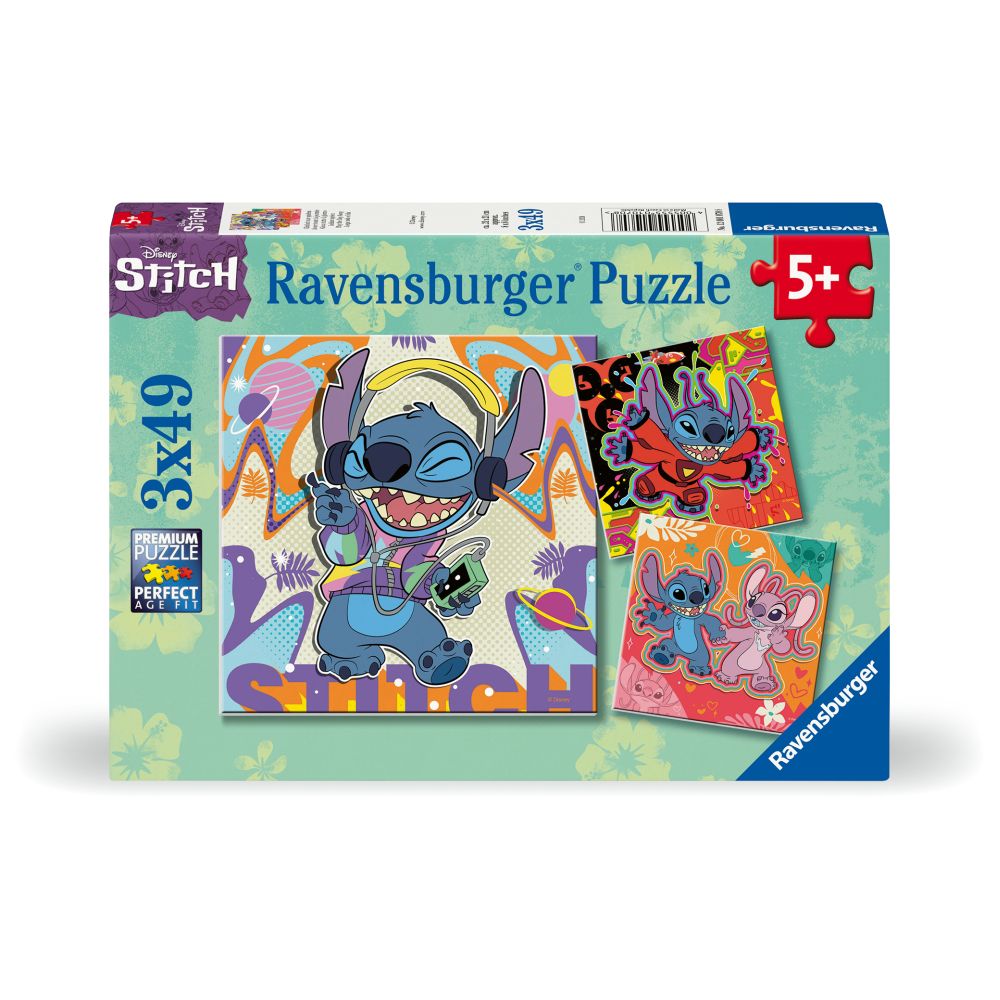 PUZZLE DISNEY STITCH IN RITMUL MUZICII 3X49 PIESE - RAVENSBURGER (RVSPC01070)