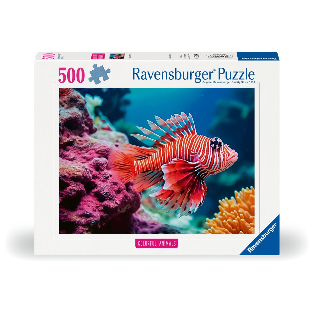 PUZZLE ANIMALE COLORATE PESTELE LEU ROSU 500 PIESE - RAVENSBURGER (RVSPA01334)