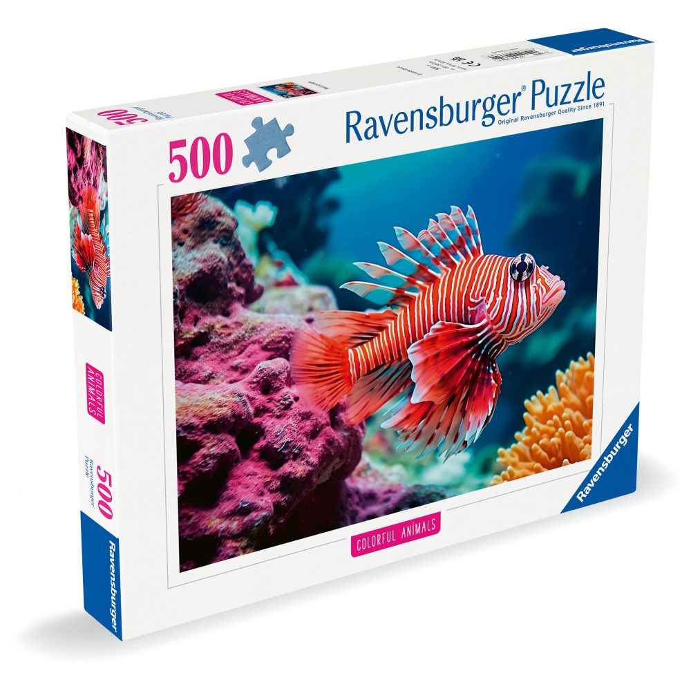 PUZZLE ANIMALE COLORATE PESTELE LEU ROSU 500 PIESE - RAVENSBURGER (RVSPA01334)