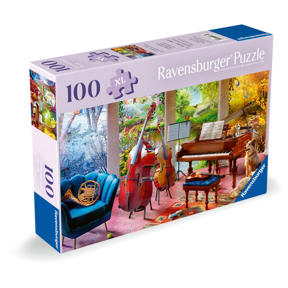 PUZZLE PENTRU VARSTNICI ANOTIMPURI MUZICALE CU SABLON DE IMAGINE SI SUPORT DIN CARTON 100 PIESE MARI XL - RAVENSBURGER (RVSPA01366)