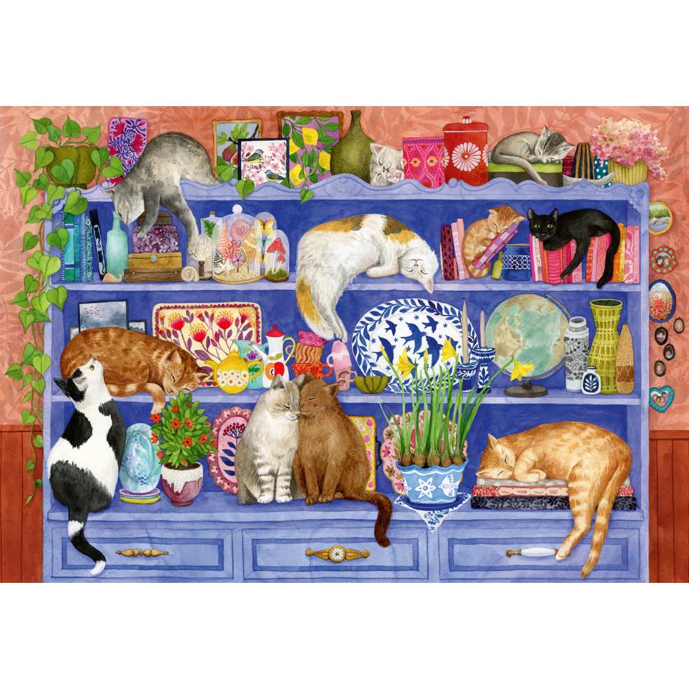PUZZLE PENTRU VARSTNICI PISICUTE PE RAFT CU SABLON DE IMAGINE SI SUPORT DIN CARTON 200 PIESE MARI XL - RAVENSBURGER (RVSPA01367)