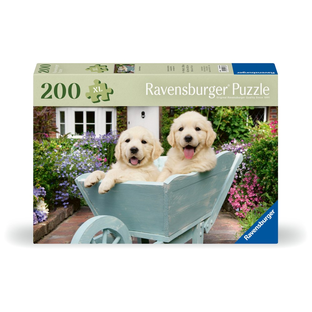 PUZZLE PENTRU VARSTNICI GOLDEN RETRIEVER CU SABLON DE IMAGINE SI SUPORT DIN CARTON 200 PIESE MARI XL - RAVENSBURGER (RVSPA01368)